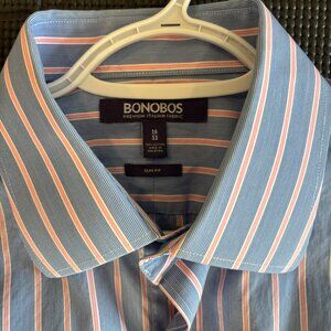 Bonobos Premium Italian Fabric Slim Fit Dress Shirt, Blue/Pink Stripe (16 / 33)